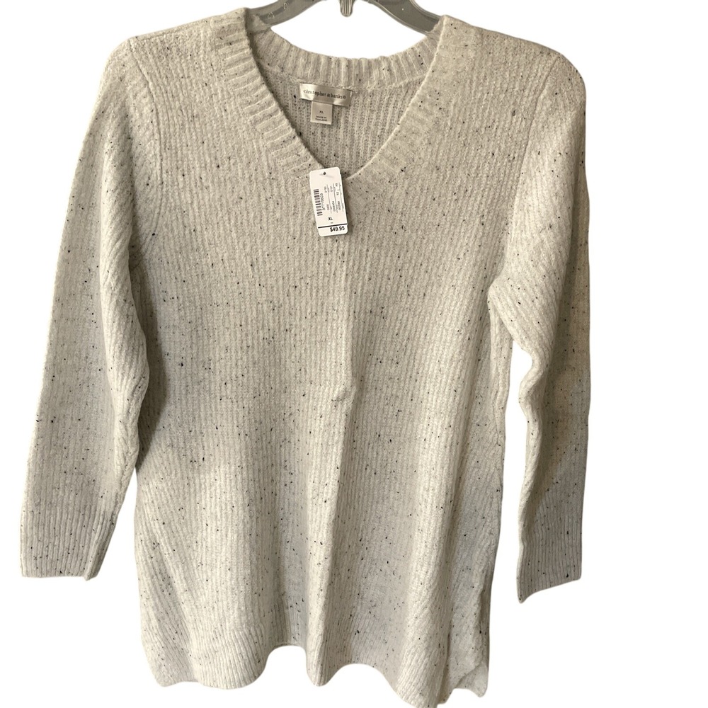 Christopher & Banks Women's XL Ivory Spec‎ Sweater NWT $49